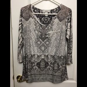 Style and Company 3/4 Black and White Blouse